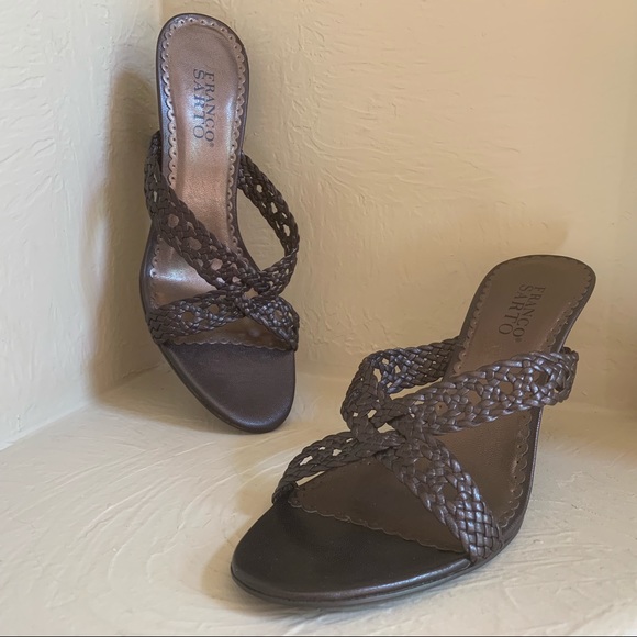 Franco Sarto Shoes - Franco Sarto Brown Braided Leather Sandal Heels